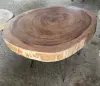 Artikelbild 3 des Artikels “Niedriger Naturholztisch rund aus Suar mit Metallbeinen Spider. 100cm Länge, 98cm Breite, 60cm Höhe, Tischplatte 10cm dick. “